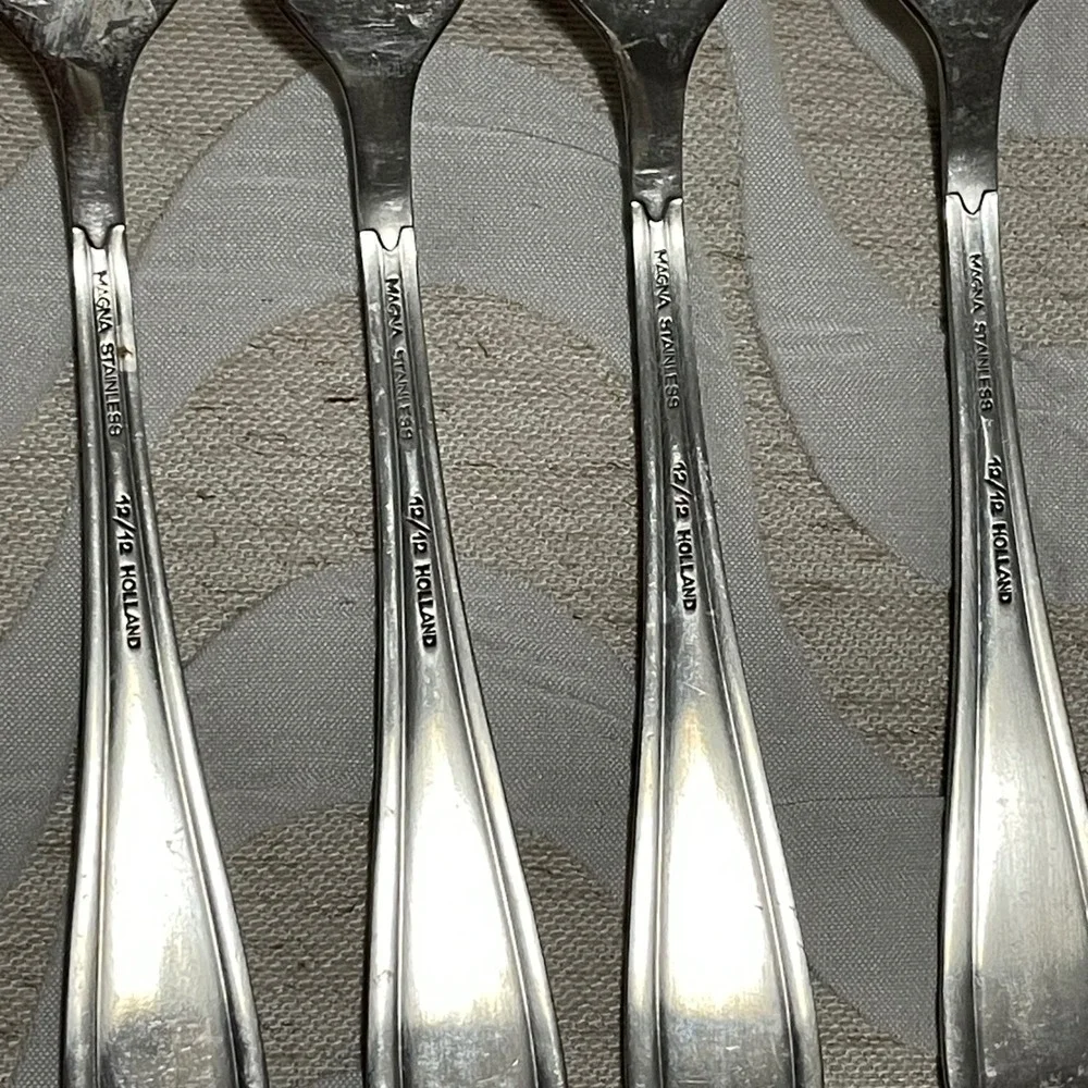 Set of 4 Vintage Magna Stainless‎ Forks 12/12 Holland Ornate Dining Flatware